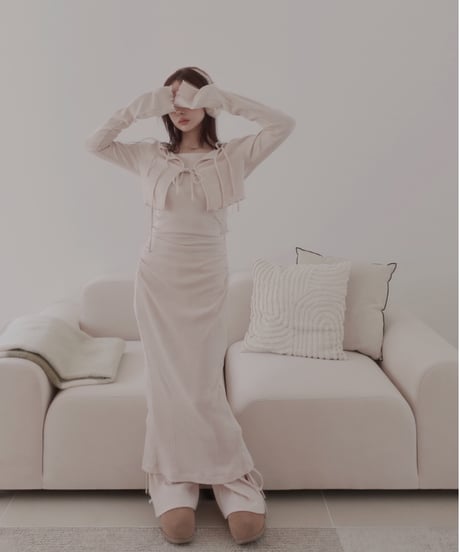 サイドリボンリブフレアパンツ /Side Ribbon Rib Flare Pants