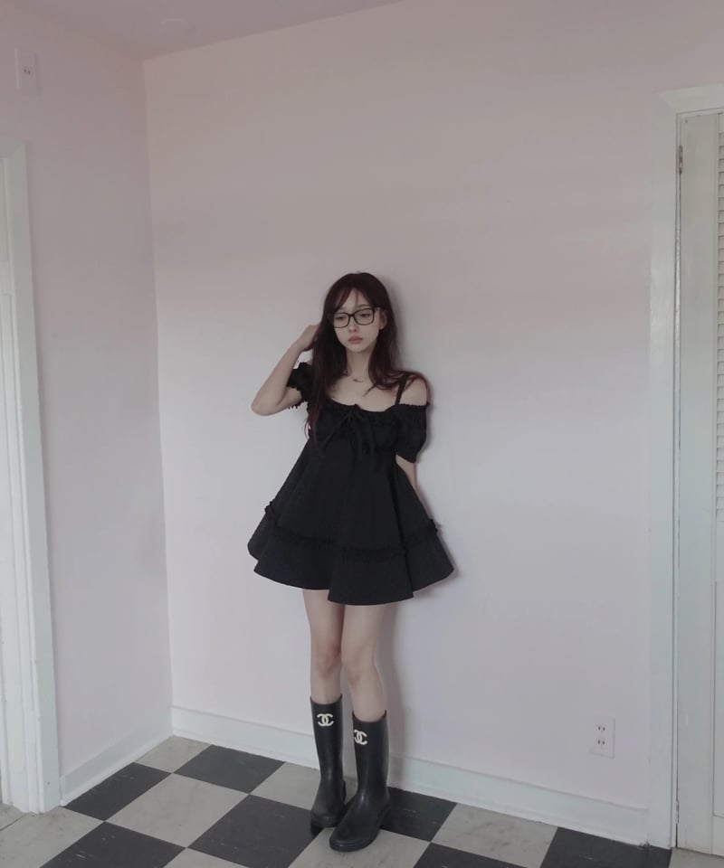 Black］キャミソールチュニックドレス /Camisole Tunic Dress | F
