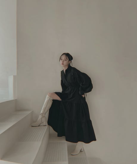 レースアップミリタリーガウンワンピース / LACE UP Military Gown One-Piece