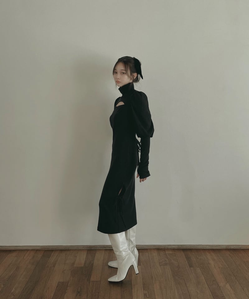 ワンピース Noble flare volume dress ライトコットン ダンボール フレア ワンピース