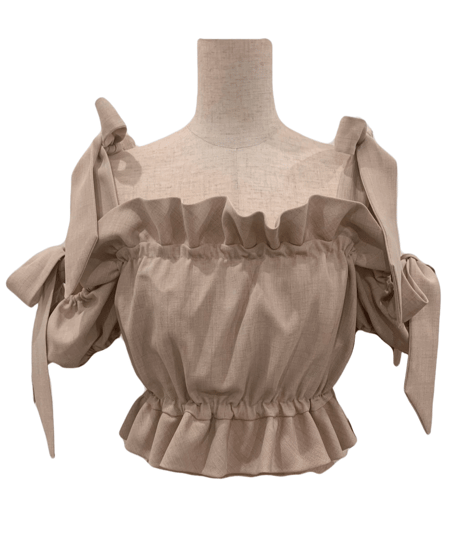 ショルダーダブルリボントップス　Shoulder DoubleRibbon Tops