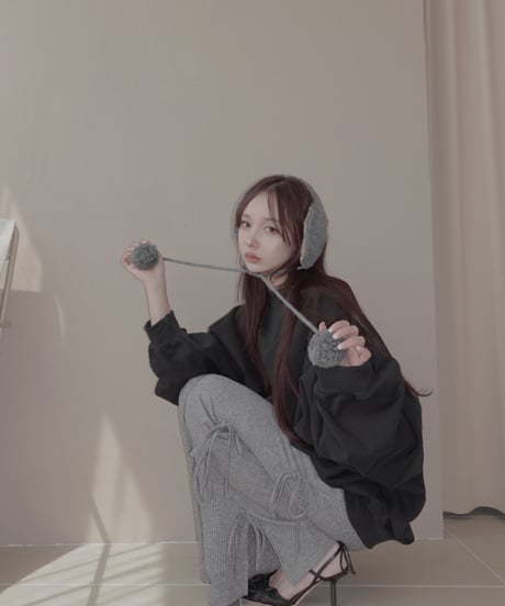 サイドリボンリブフレアパンツ /Side Ribbon Rib Flare Pants