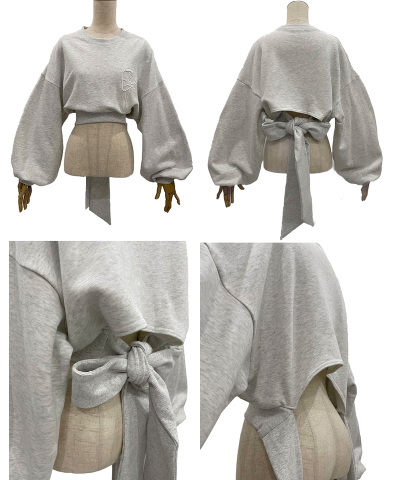 バックリボンクロップドトップ /Back Ribbon Cropped Top | FICTI