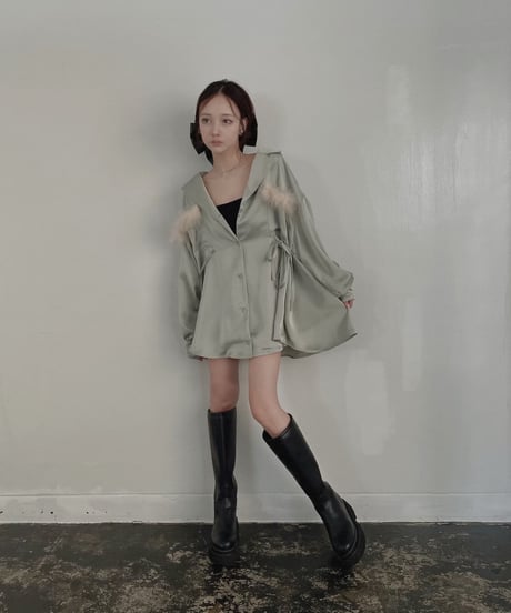 フェザーポケットサテンシャツ / Feather Pocket Satin Shirts
