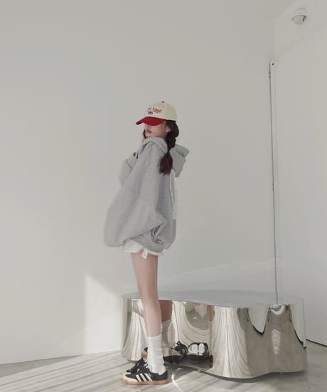 【Gray】ハートジップアップフーディー /Heart Zip-up Hoodie