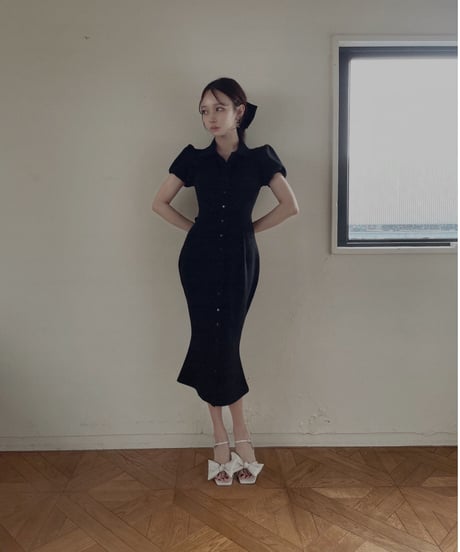 バックリボンポロフレアワンピース /Back Ribbon Polo Flare One-Piece