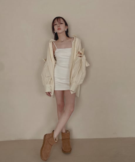 【Basic Collection】リブキャミソールスリットワンピース-Mini- /Rib Camisole Slit One-Piece