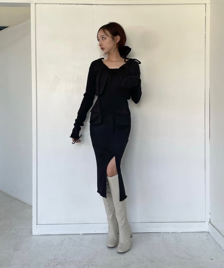 2サイドポケット バックオープンスリットニットワンピース / 2Pockets Back Open Slit Knit One-Piece