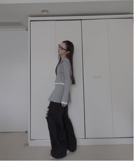 【LightGray】レイヤードプリーツスカート/Layered Pleats Skirt