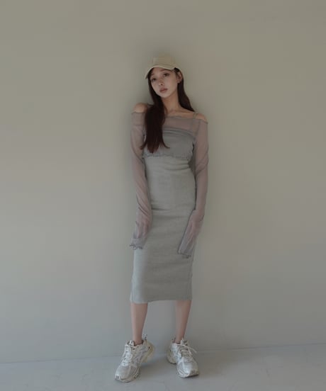 【Basic Collection】リブキャミソールスリットワンピース-Long- /Rib Camisole Slit One-Piece