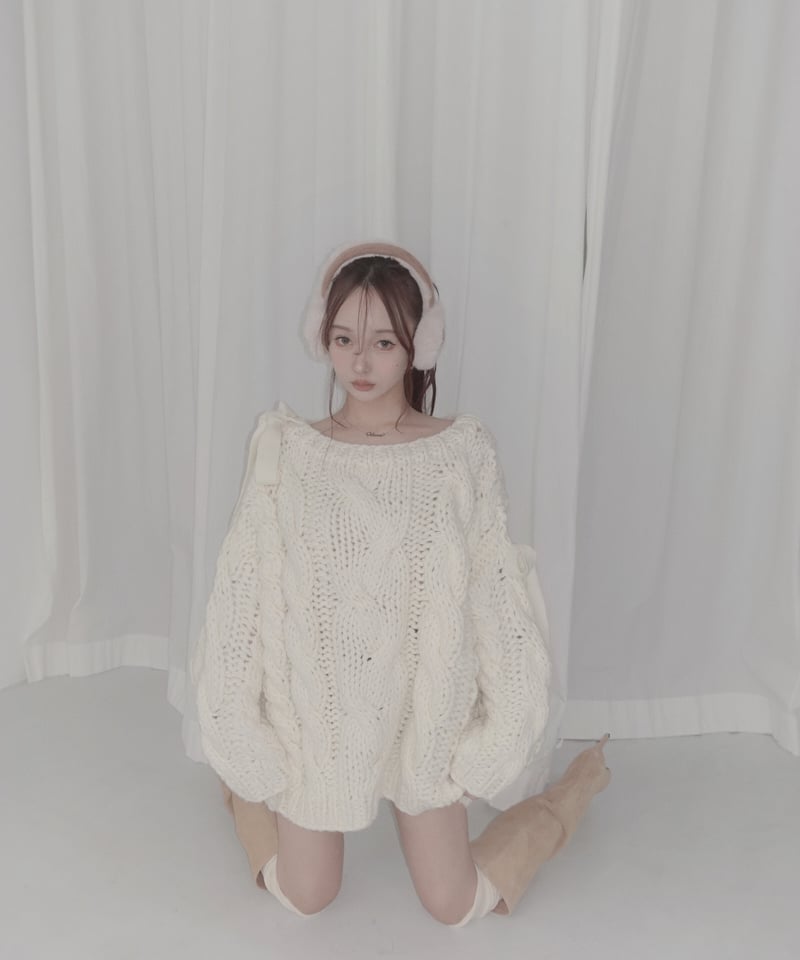 ハンドニッティングケーブルリボンニット ハンドニッティングケーブルリボンニット/Hand-knitted Cable Ribbon K