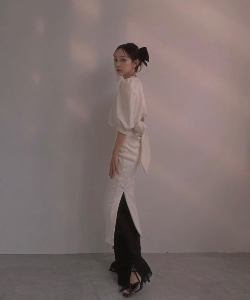 fiction tokyo エナメルリボンスクエアトゥサンダル