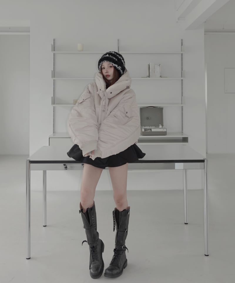 フーデッドナイロンボンバージャケット / Hooded Nylon Bomber Jacket