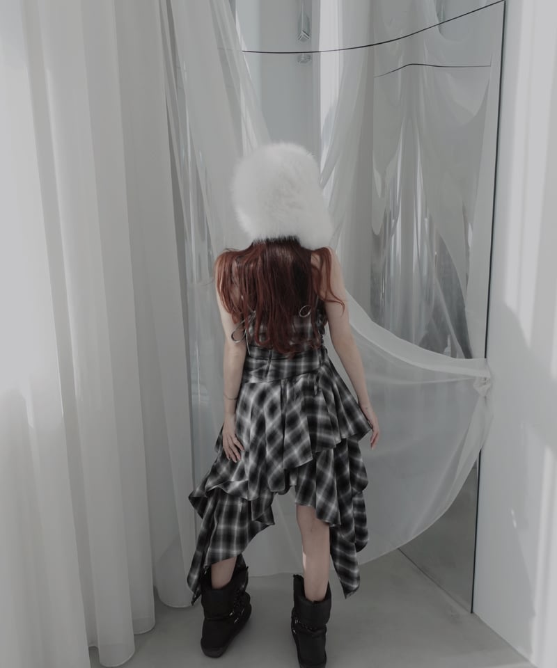 Black】レイヤードチェックワンピース / Layered Check Dress | F