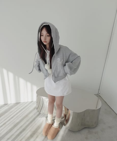 【Gray】ハートジップアップフーディー /Heart Zip-up Hoodie
