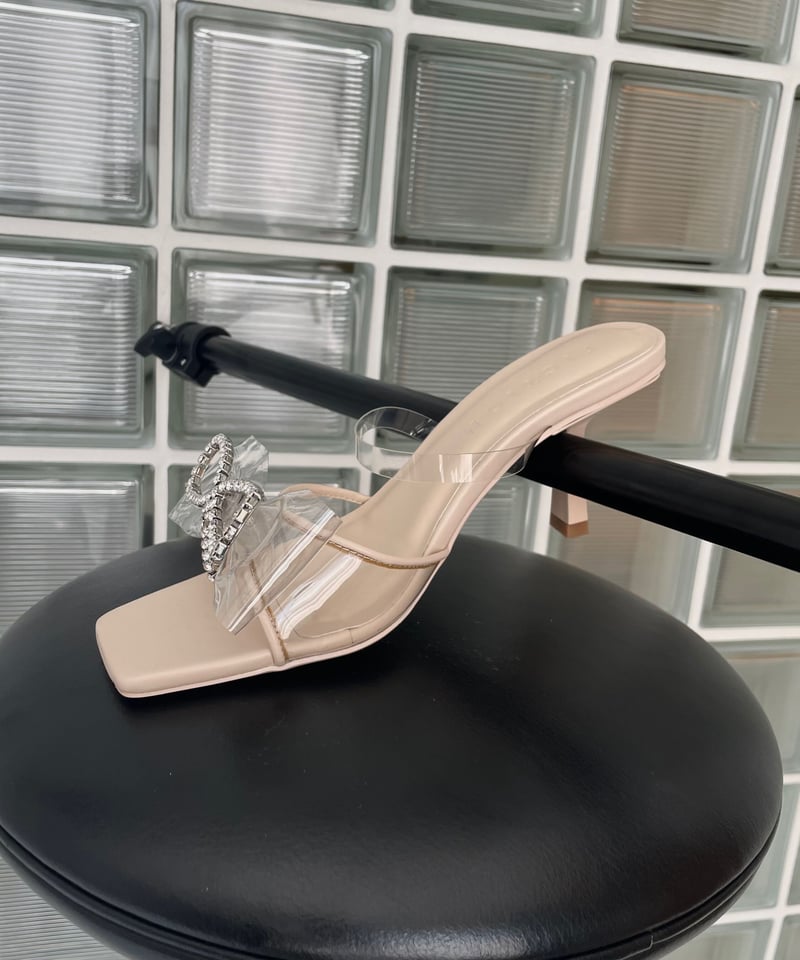 Bijou Ribbon Clear Mules /ビジューリボンクリアミュール | FICT
