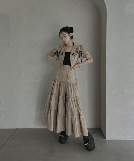 レースアップクロップドシャツ /Race-up Cropped Shirts