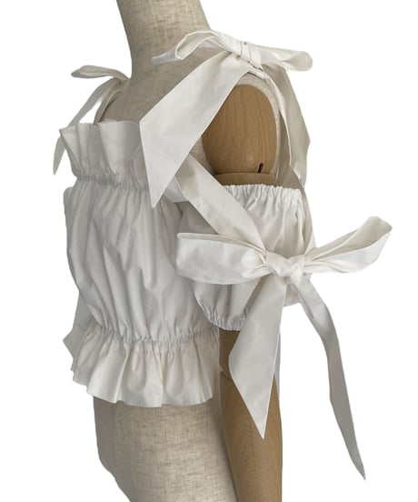 ショルダーダブルリボントップス / Shoulder Double Ribbon Top