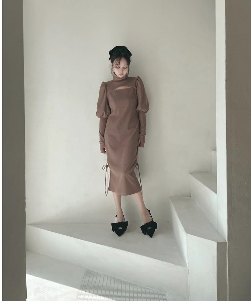 【FictionTokyo】ボリュームスリーブセパレートフレアワンピ 美品 ボリュームスリーブセパレートフレアワンピース / Volume Sleeve