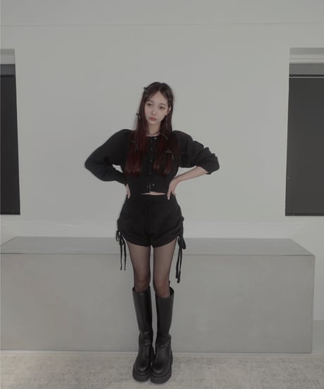 サイドリボンニットショートパンツ /Side Ribbon Knit Short Pants