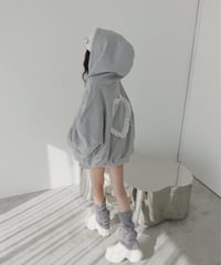 【Gray】ハートジップアップフーディー /Heart Zip-up Hoodie