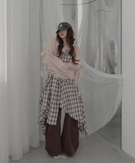 【Sheer Peach】サイドカットフードシャツ/Side Cutting Hooded Shirts