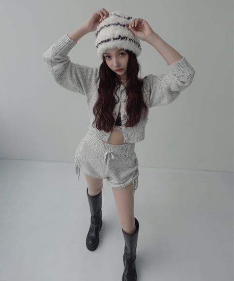 サイドリボンニットショートパンツ /Side Ribbon Knit Short Pants