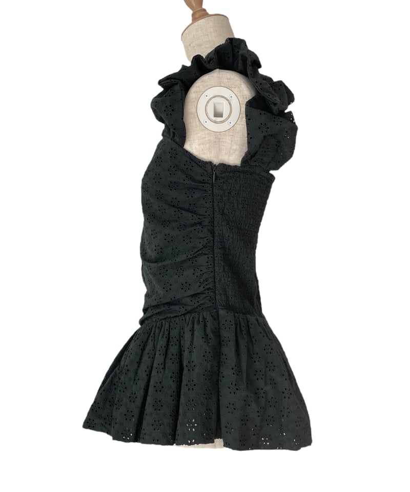 Black】コットンレーストップ(+ビッグシュシュ）/ CottonLace