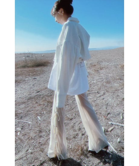サイドリボンシアーフレアパンツ / Side Ribbon Sheer Flare Pants