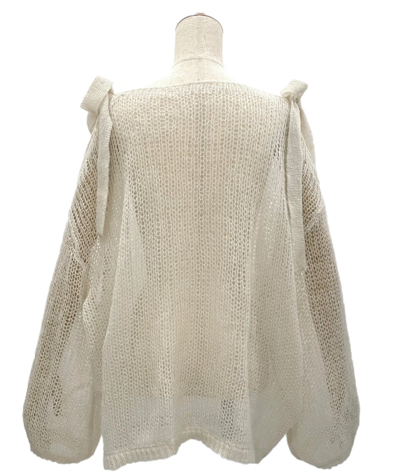 Gray】ショルダーリボンモヘアニット/Shoulder Ribbon Mohair Kni Gray】ショルダーリボンモヘアニット/Shoulder Ribbon Mohair Kni