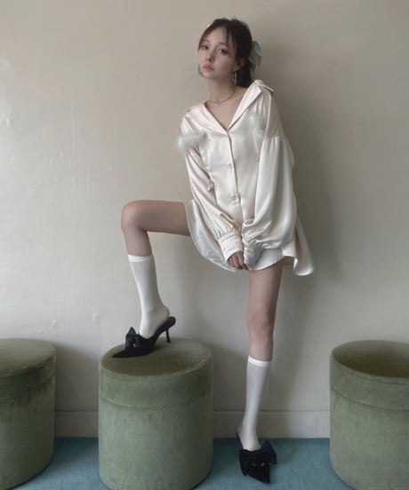 フェザーポケットサテンシャツ / Feather Pocket Satin Shirts