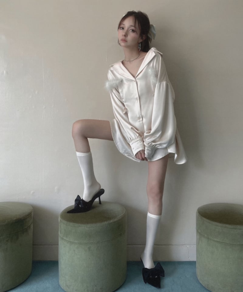 フェザーポケットサテンシャツ / Feather Pocket Satin Shirts |