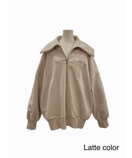 ハーフジップアップロゴ刺繍ビッグスウェット/ Half Zip-up Logo Embroidery Big  Sweat