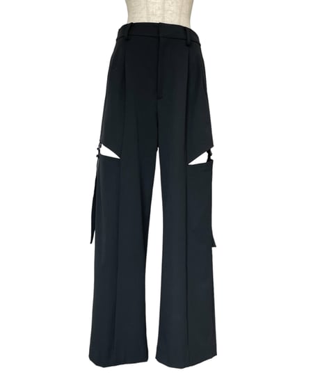 サイドカットベルトタックパンツ / Side Cut Belt Tuck Pants