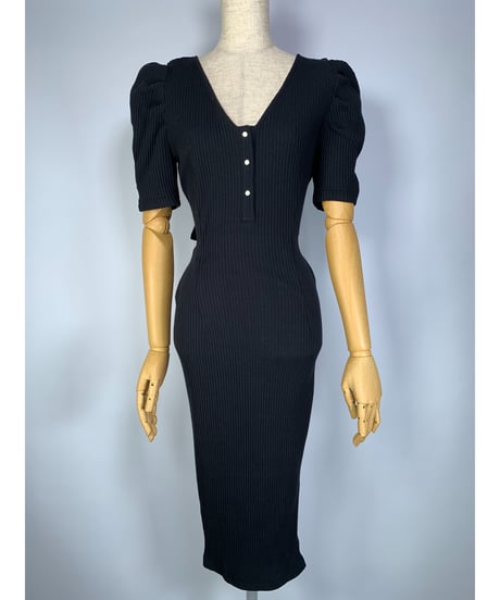 Back Ribbon Rib One-Piece バックリボンリブワンピース