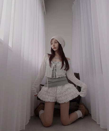 コットンレースフリルフリルショートパンツ / Cotton Lace Frill Frill Short Pants