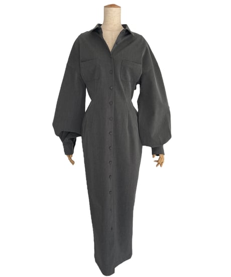 バックオープンシャツドレス / Back Open Shirts Dress