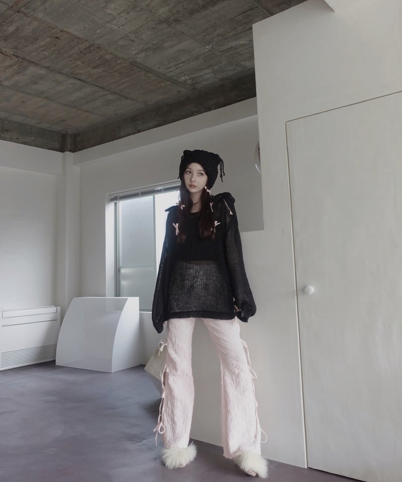 fiction tokyo サイドリボンシアーフレアパンツ サイドリボンシアーフレアパンツ / Side Ribbon Sheer Flare Pants