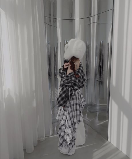 【White】レイヤードチェックワンピース / Layered Check Dress