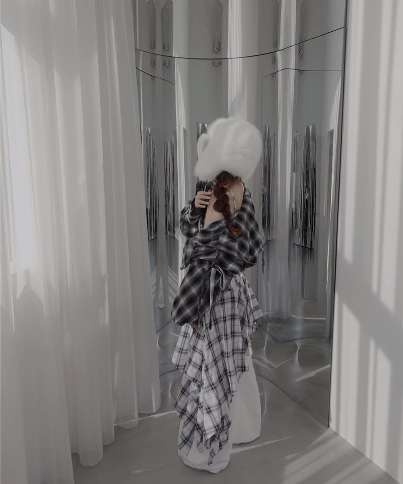 White】レイヤードチェックワンピース / Layered Check Dress | F