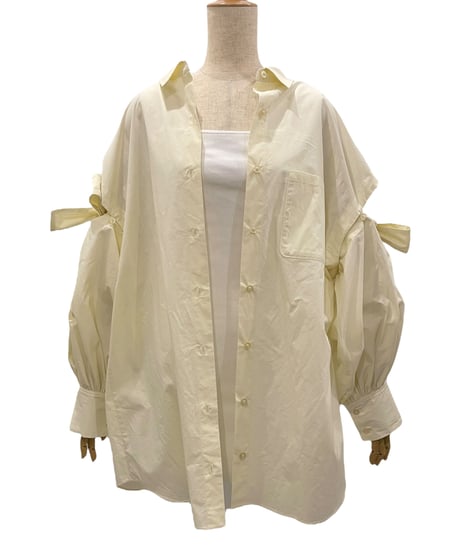 ショルダーリボンボーイフレンドシャツ (キャミワンピセット) / Shoulder Ribbon BoyFriend Shirts