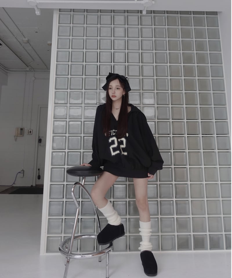 Black】♡22♡2Wayカラートップ / ♡22♡2Way Collar Top | F