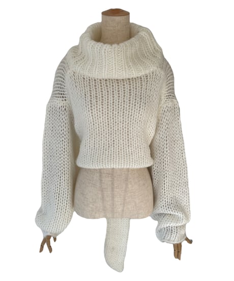バックリボンローゲージニット /Back Ribbon Low Gauge Knit