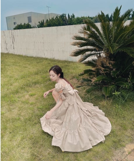 ショルダーリボンサマーロングドレス / Shoulder Ribbon Summer Long Dress