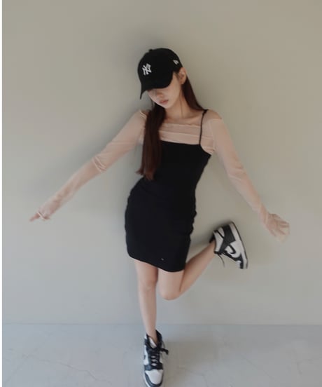 【Basic Collection】リブキャミソールスリットワンピース-Mini- /Rib Camisole Slit One-Piece