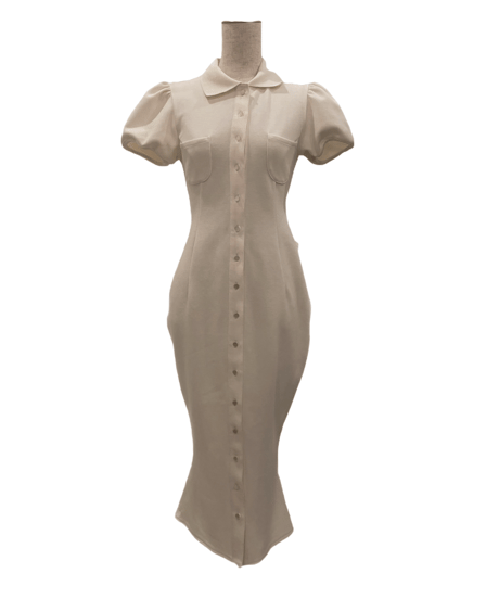 バックリボンポロフレアワンピース /Back Ribbon Polo Flare One-Piece