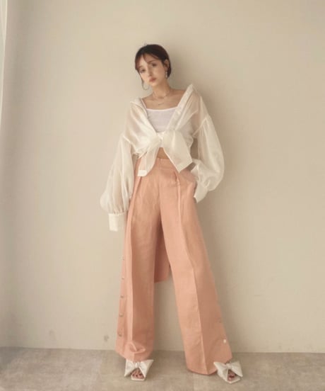 バックリボンサイドスリットパンツ /Back Ribbon Side Slit Pants