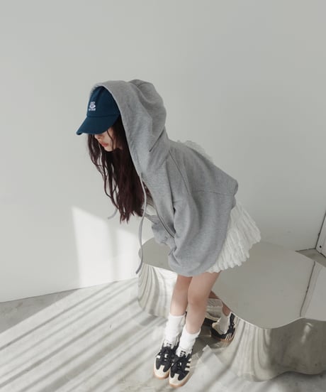 【Gray】ハートジップアップフーディー /Heart Zip-up Hoodie