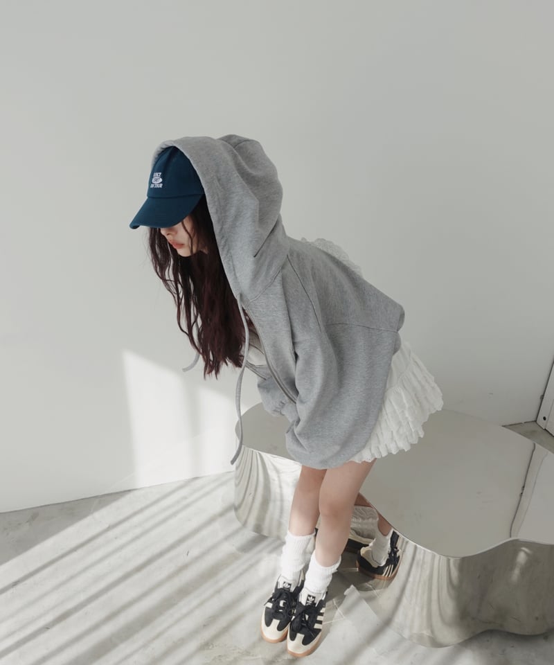 Gray】ハートジップアップフーディー /Heart Zip-up Hoodie | FIC