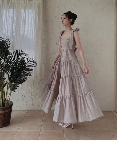 ショルダーリボンサマーロングドレス / Shoulder Ribbon Summer Long Dress